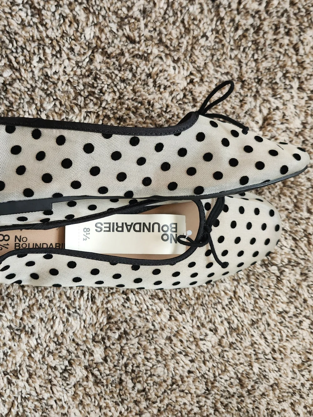 No Boundaries Black Polka Dot Ballet Flats - Cream Base